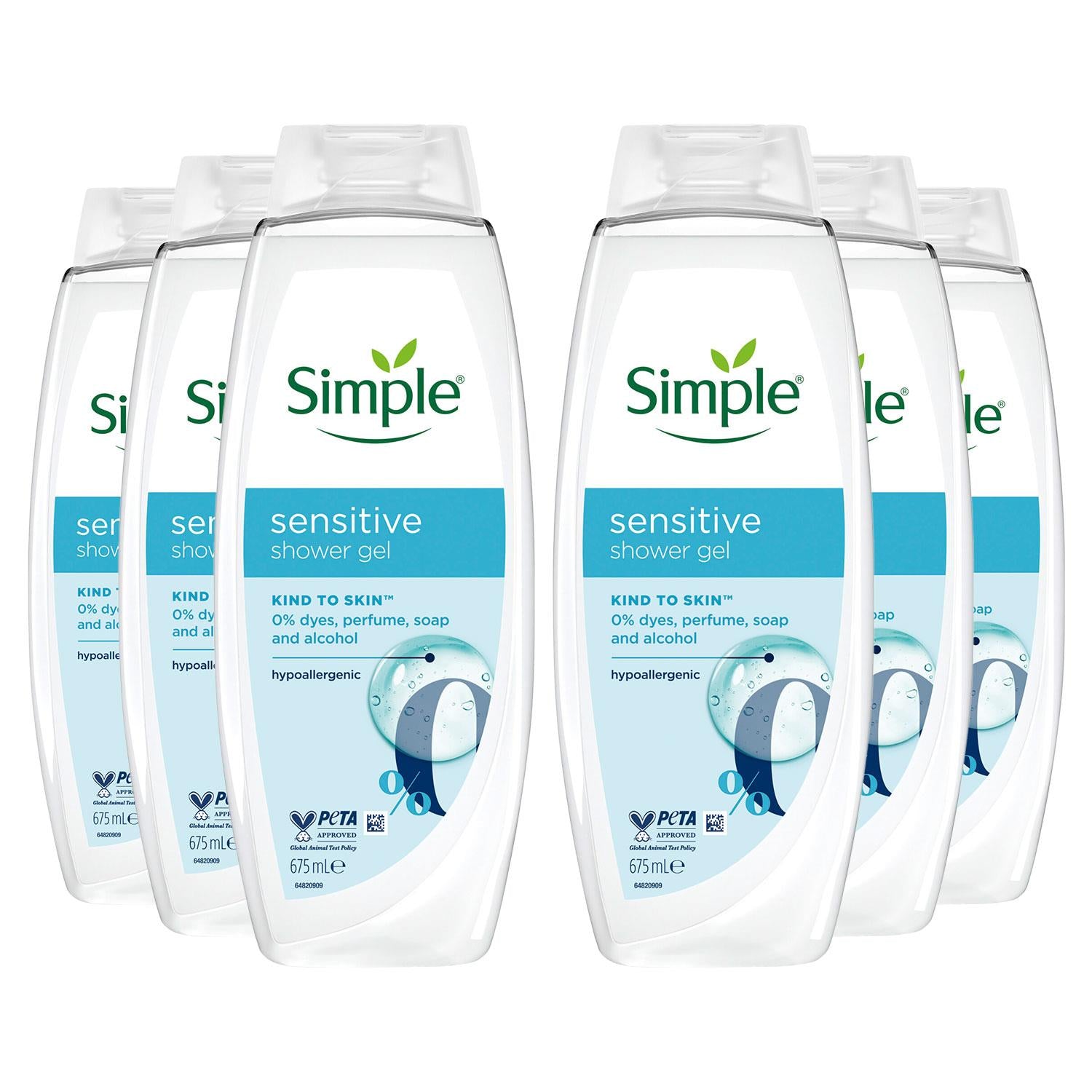 Kind To Skin Sensitive Shower Gel Body Wash W/ Hypoallergenic 675ml, 6pk | Set-of-6