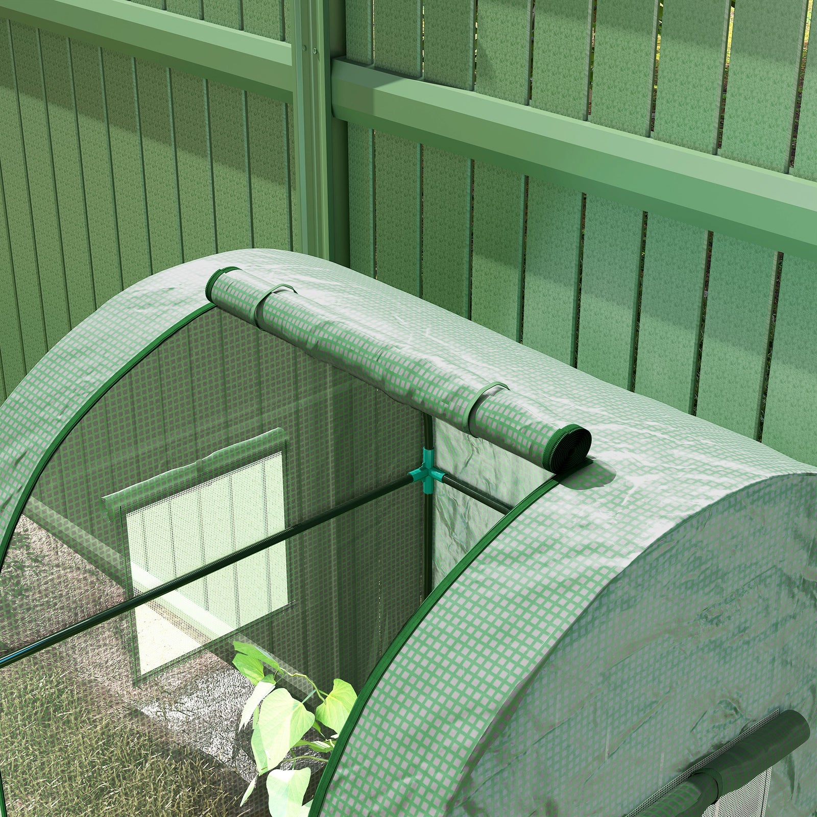 Tomato Greenhouse, Roll-up Door, Mesh Windows | Green