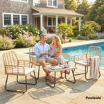 Rattan Garden Furniture Set, 4 Piece Outdoor Patio Furniture | Brown