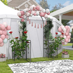 Garden Arbor Arch Gate W/ 2 Side Planter Boxes & Vine Frame