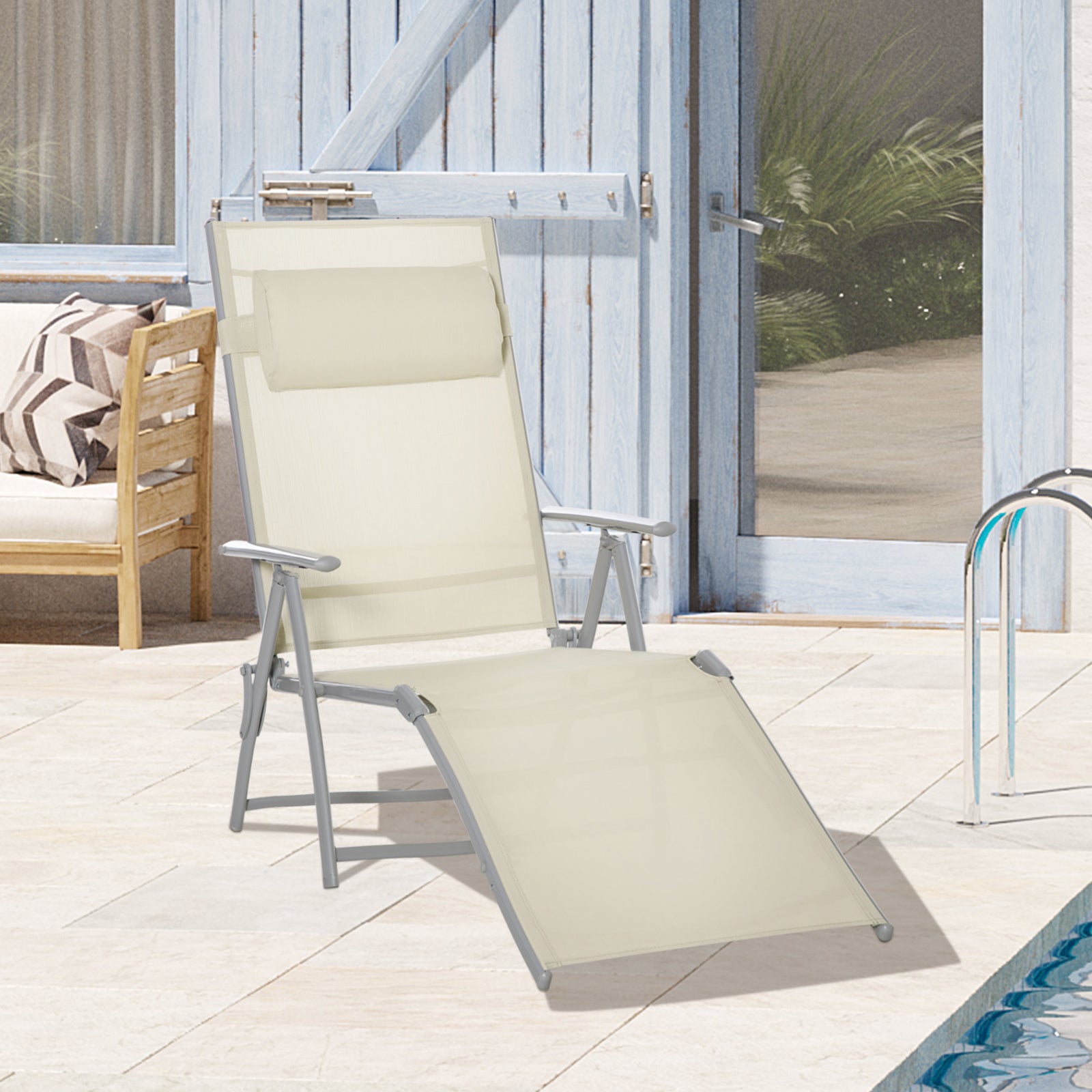 Sling Patio Reclining Chaise Lounge Garden Furniture Folding