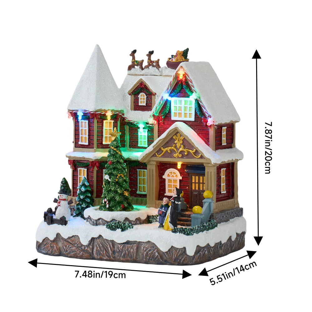 Christmas Xmas House Music Box Ornaments With Lights