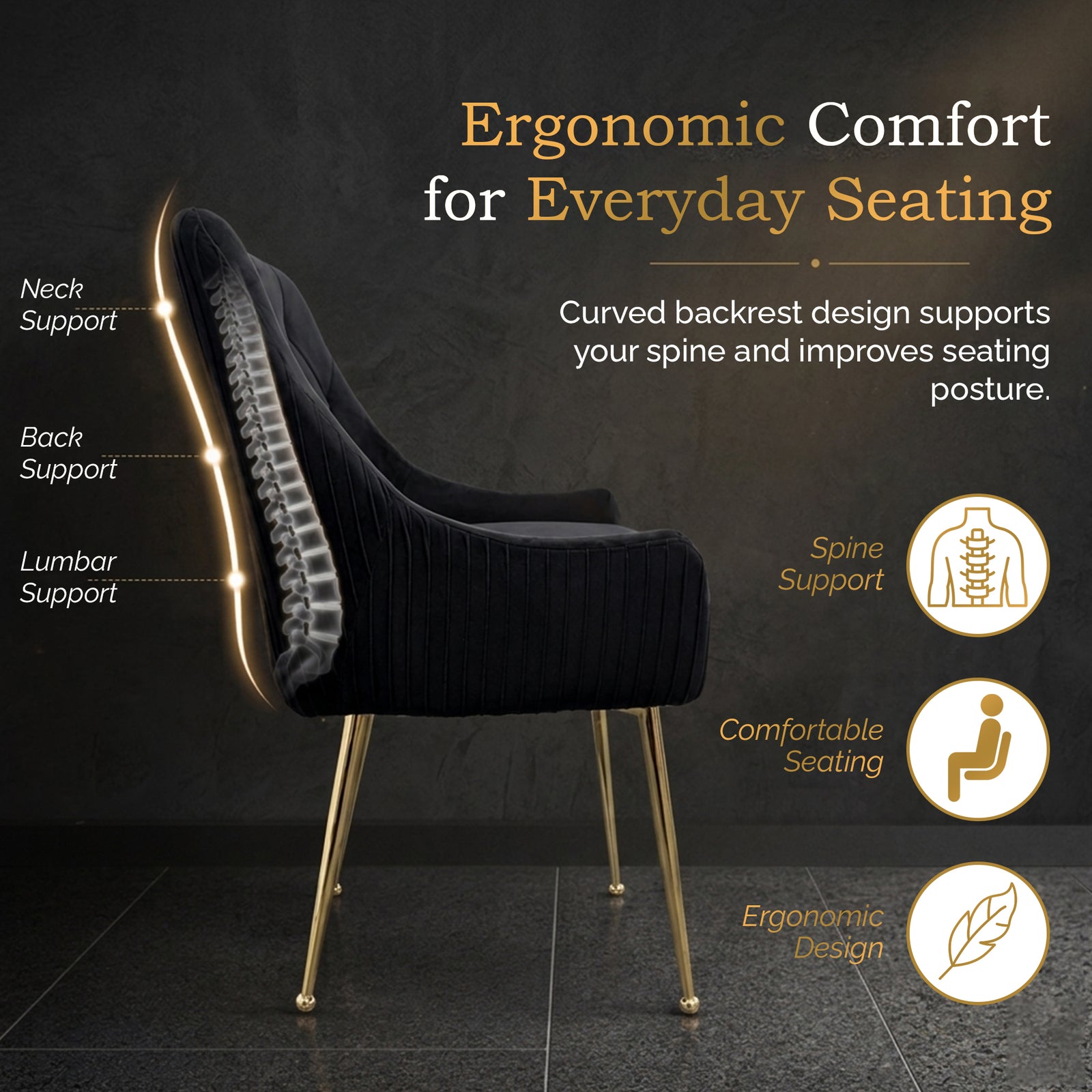 Dining Chairs Upholstered Tufted Velvet Kitchen Chairs | Set-of-2 | Black