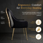 Dining Chairs Upholstered Tufted Velvet Kitchen Chairs | Set of 2 | Black