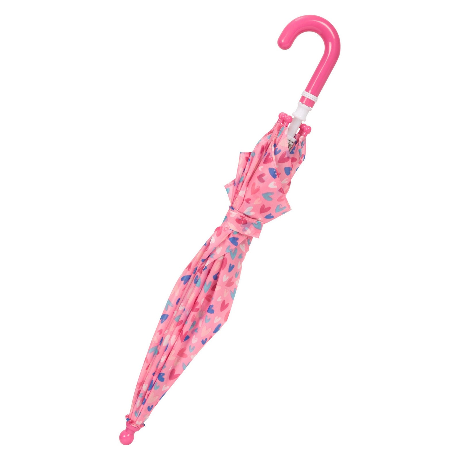 Childrens/kids Hearts Stick Umbrella | One Size | Pink