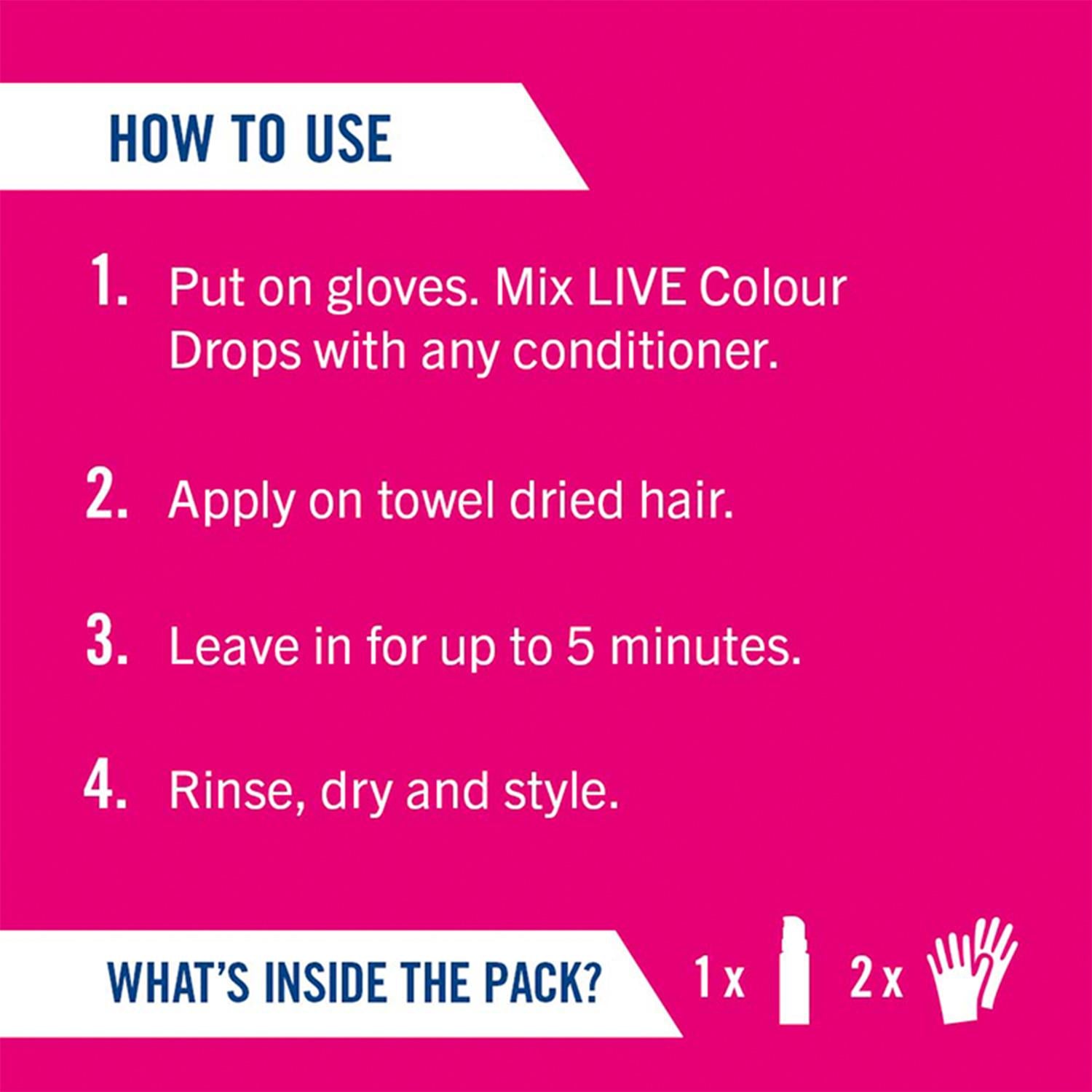 Live Colour Drops Semi-permanent Hair Dye, Petal Pink 3 Pack