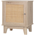 Nightstand Rattan Bedside Table Storage Cupboard