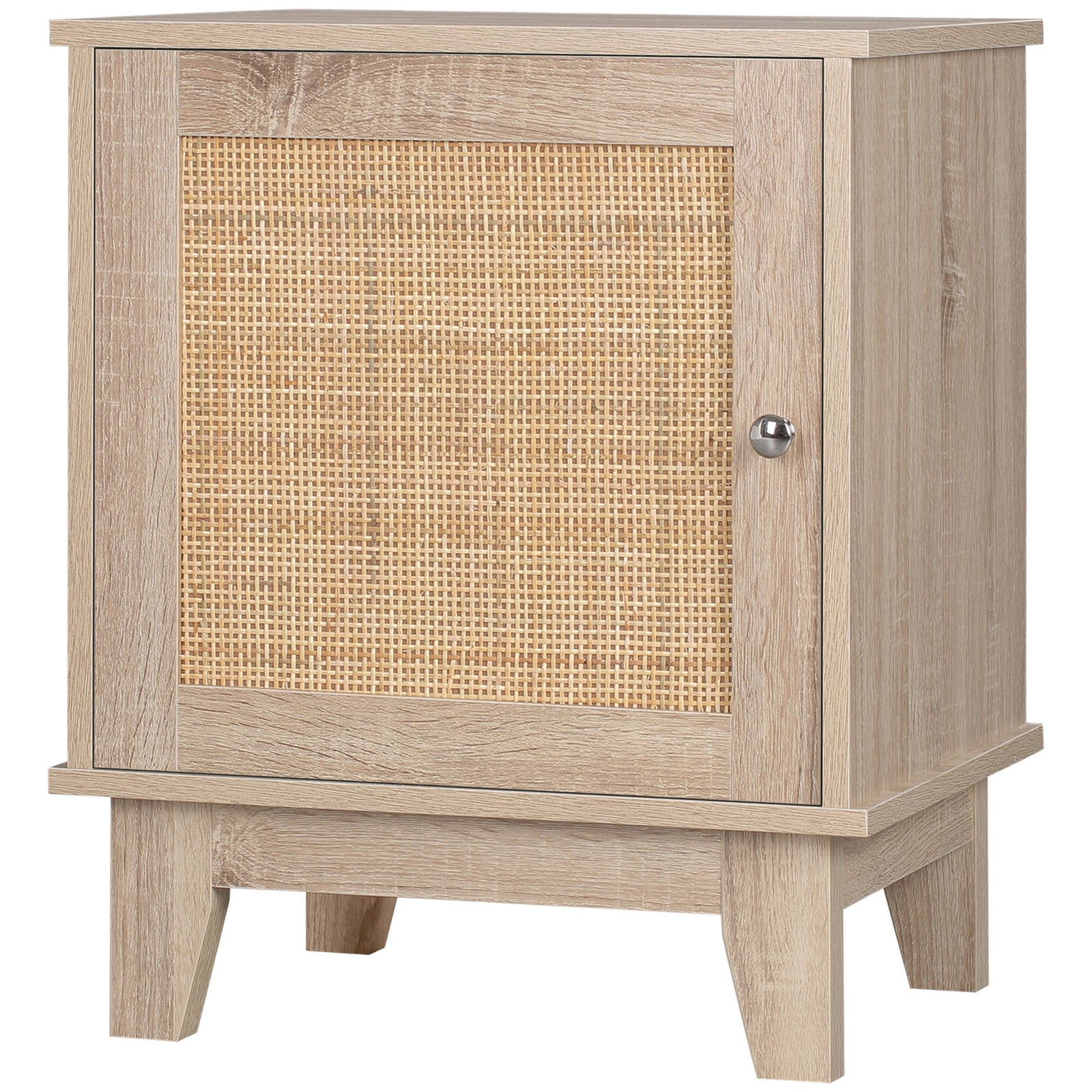 Nightstand Rattan Bedside Table Storage Cupboard