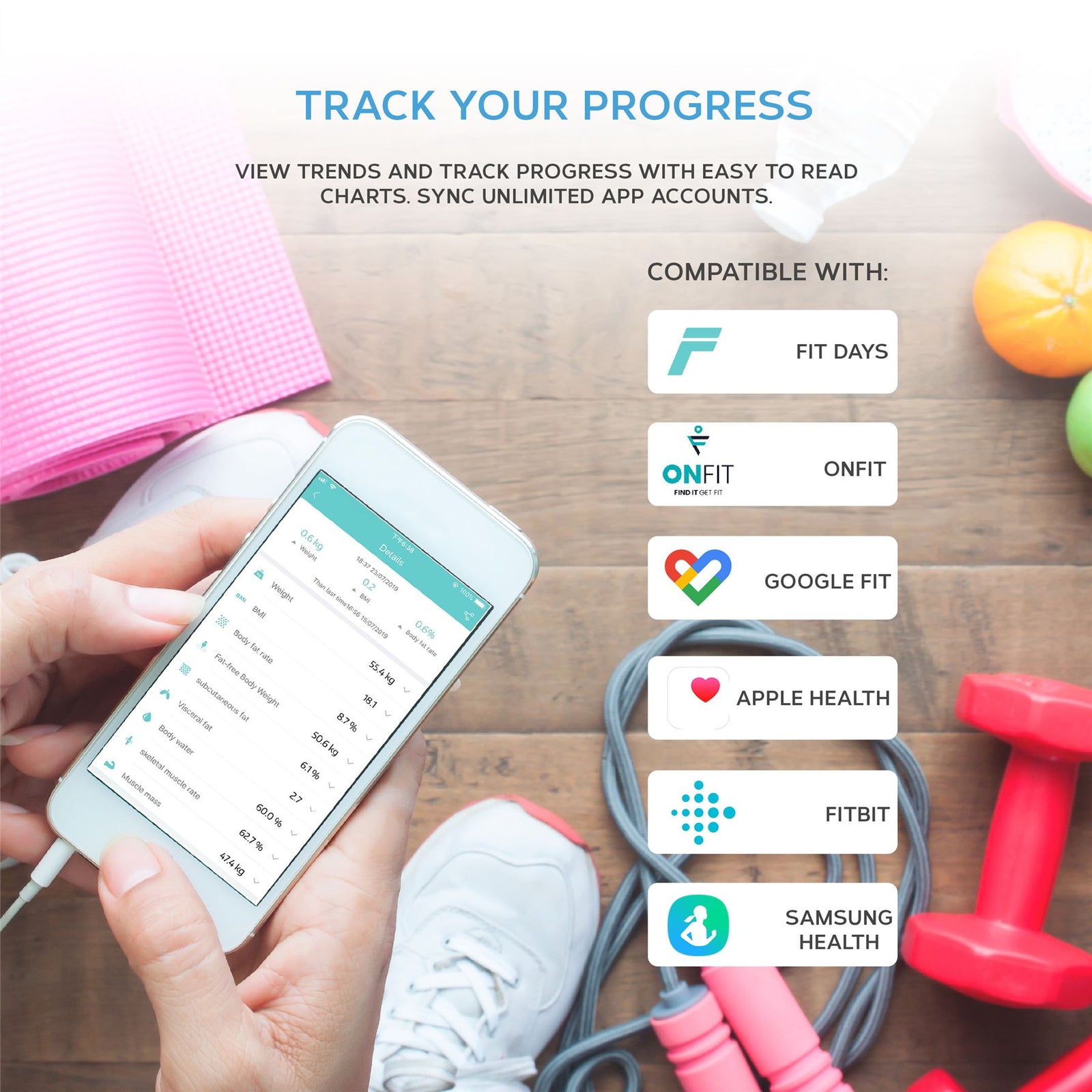 Smart Body Fat Bathroom Scale Monitor 15 Compositions Free App