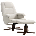 HOMCOM Swivel Recliner Chair With Footstool And Wooden Base, Beige