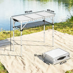 3ft Folding Camping Table, Picnic Table With Storage Layer | Cream