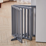 Foldable Freestanding 3/4-panel Pet Gate, Indoor Safety Barrier For Doorways, Halls & Staircases | Large | Grey