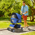 Pet Stroller Carrier Foldable Deluxe Jogger Walk Travel Dog Cat | Blue
