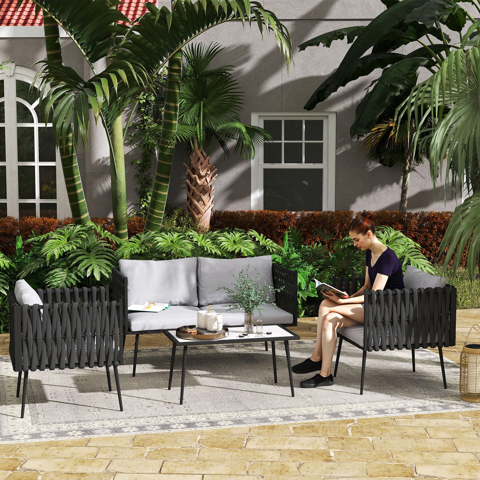 Light Grey 4-piece Outdoor Sofa Set