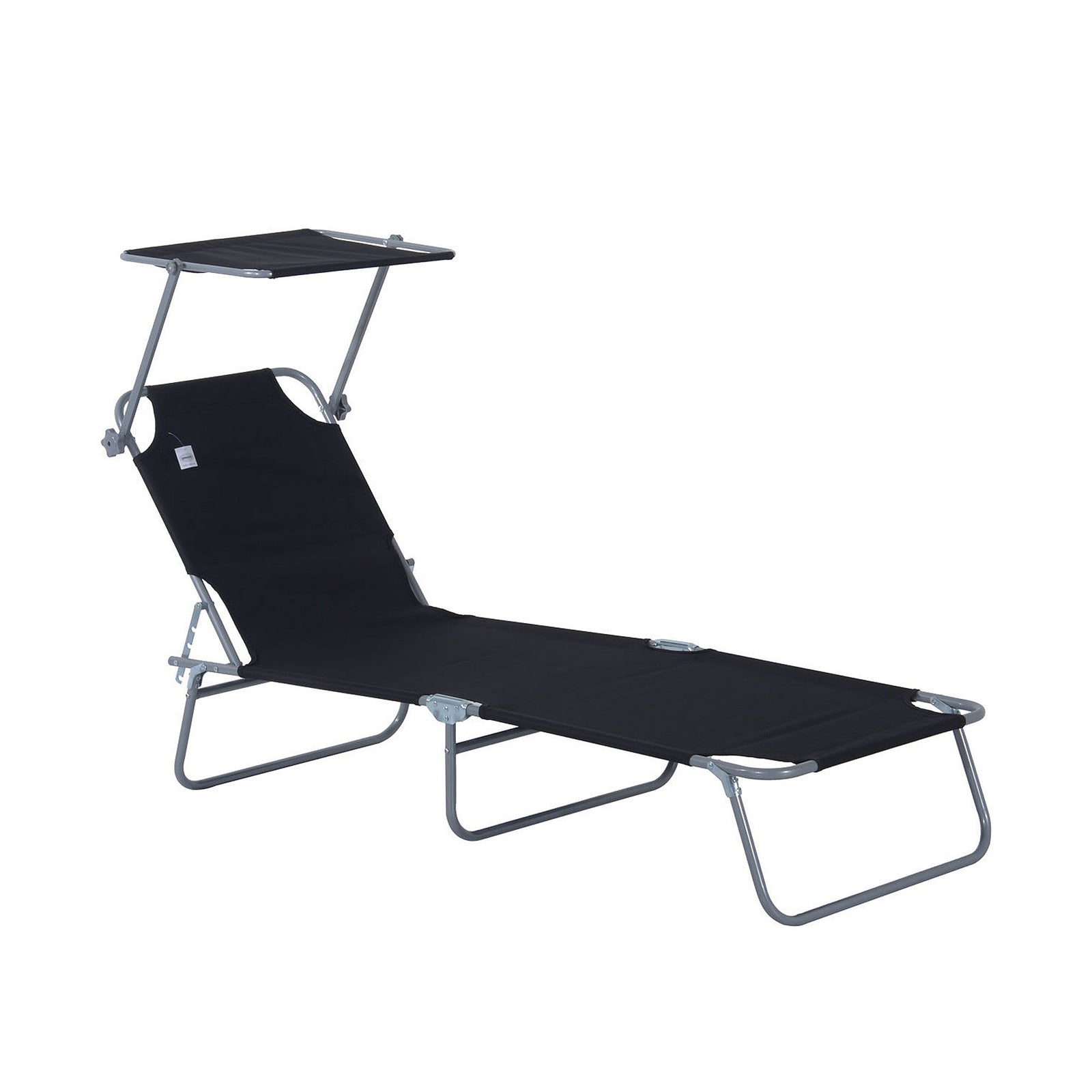 Reclining Sun Lounger Folding Recliner Garden Chair | Set-of-1 | Black
