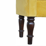 Solid Wood Mini Mustard Velvet Bench