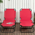 Folding Sun Loungers Set Of 2 With Adjustable Backrest | Red