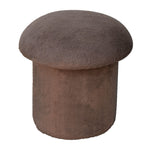 Solid Mango Wood Mocha Faux Fur Mushroom Footstool