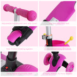 5-in-1 Kids Baby Toddler Kick Scooter Removable Seat Height Adjustable | Pink