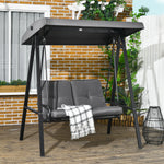 2 Seater Swing Chair, Adjustable Canopy, Dark Grey | Dark Gray