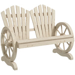 Outsunny 2 Seater Garden Bench W/ Wheel-shaped Armrests Natural Wood