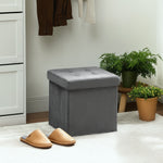 HOMCOM Foldable Velvet-feel Storage Ottoman, 38 X 38 X 38 Cm, Grey
