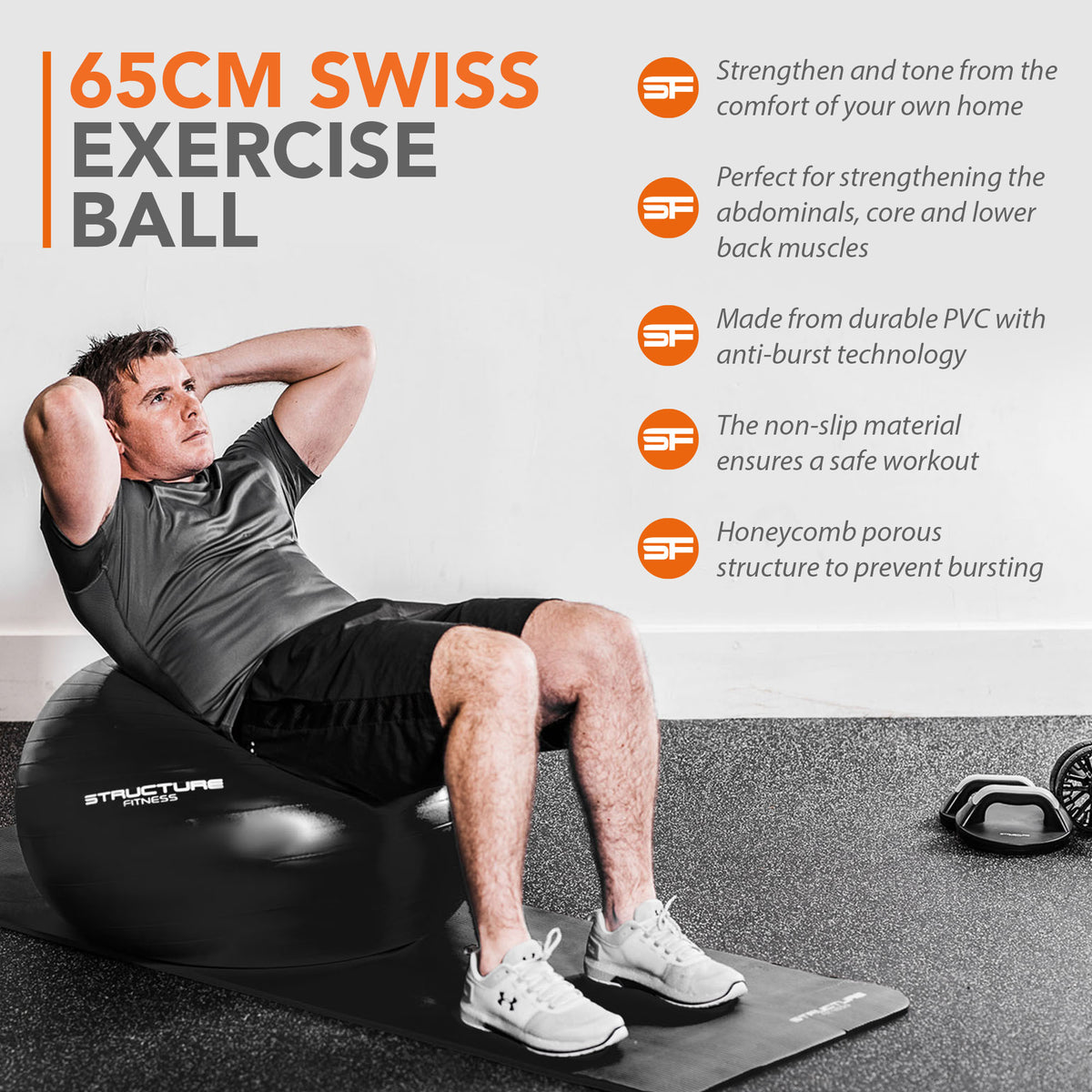 Structure Fitness Anti Burst Yoga Exercise Gym Ball With Hand Pump