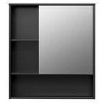 Bathroom Mirror Cabinet Wall Mounted Storage Cupboard Black Open Shelf | Black