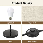 Emitto Floor Lamp Corner Reading Light 3 Colour Dimming Adjustable Linen Shade