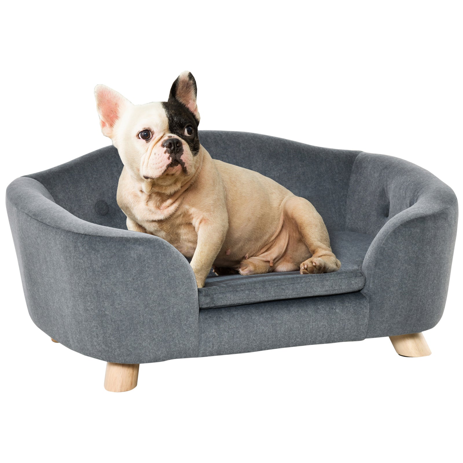 Dog Sofa Bed W/ Removable Soft Cushion For Xs Size Dogs - Grey