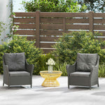 2 Pieces Rattan Garden Chairs, Cushioned Rattan Chairs | Dark Grey