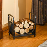 Curved Log Rack W/ Handles, Black