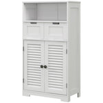 Free Standing Bathroom Storage Cabinet With Louvred Doors | One Size | White
