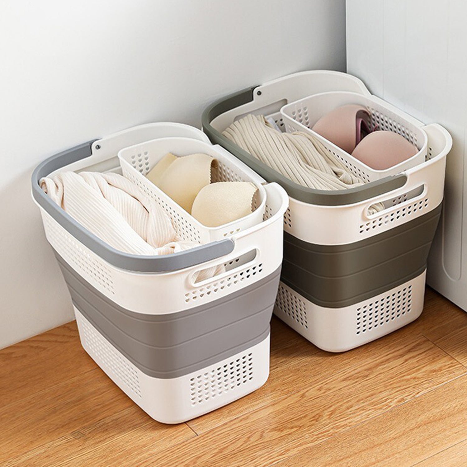 HYGRAD BUILT TO SURVIVE Collapsible Laundry Basket 43l Heavy Duty Laundry Hamper Telescopic Basket