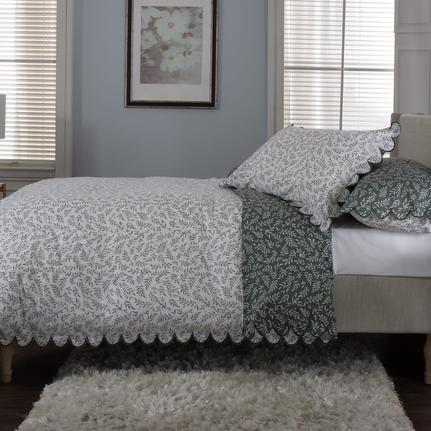 Ashling Garden Duvet Set With Leaf Printed Design | Super King | Green