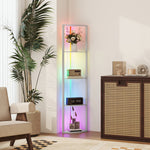 Rgb Led Floor Lamp With Shelves And Remote Control For Living Room | Grey