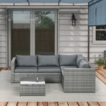 3pcs Rattan Dining Sofa Set Table Garden Furniture Outdoor | Gray