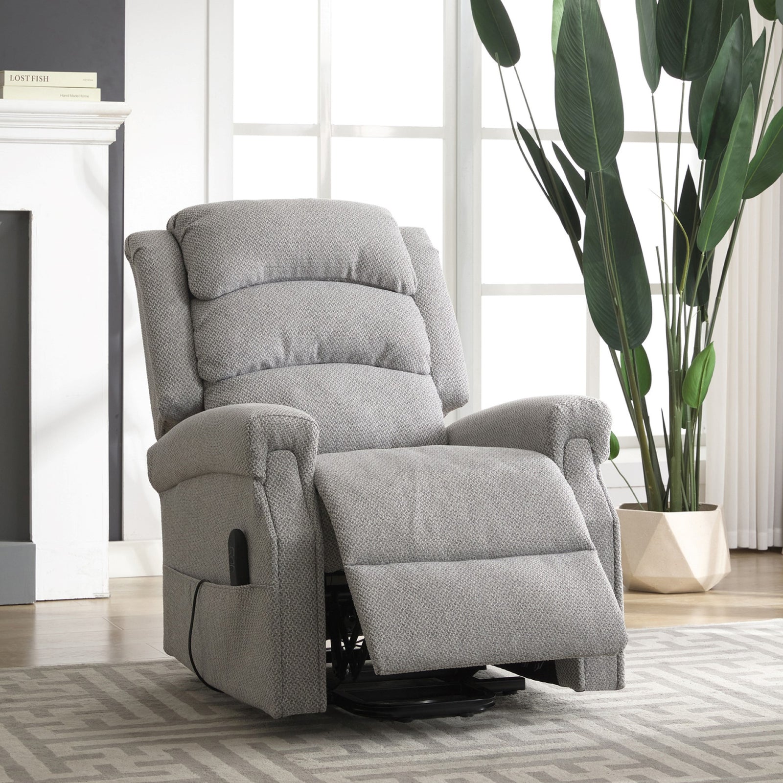 Eltham Dual Motor Electric Lift Assist Recliner With Massage And Heat | Grey