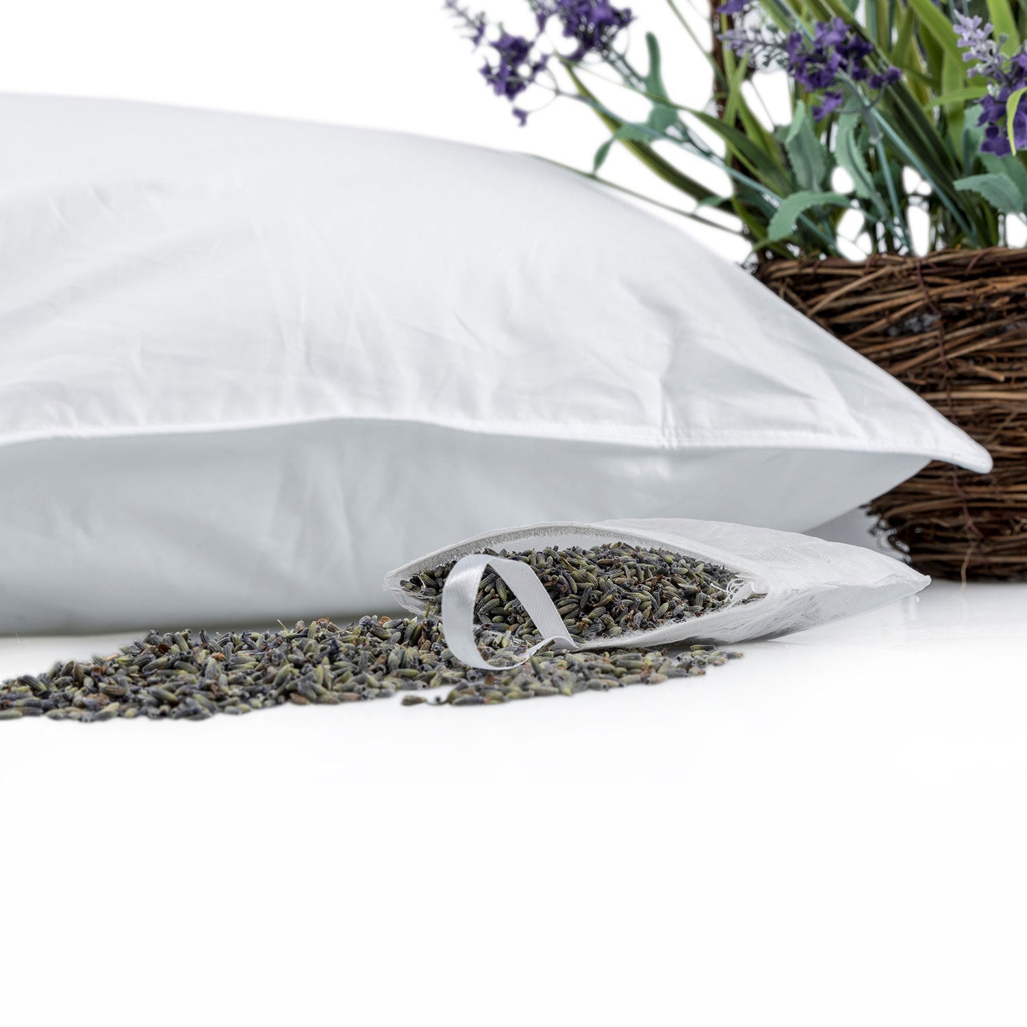 Goose Feather & Down Lavender Pillow With Dried Lavender Insert