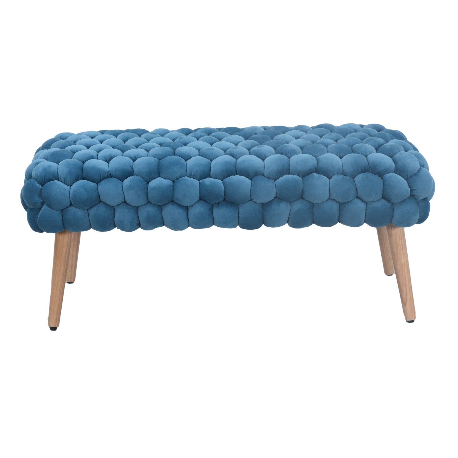 Cushla Bubbly Velvet Large Footstool | Blue