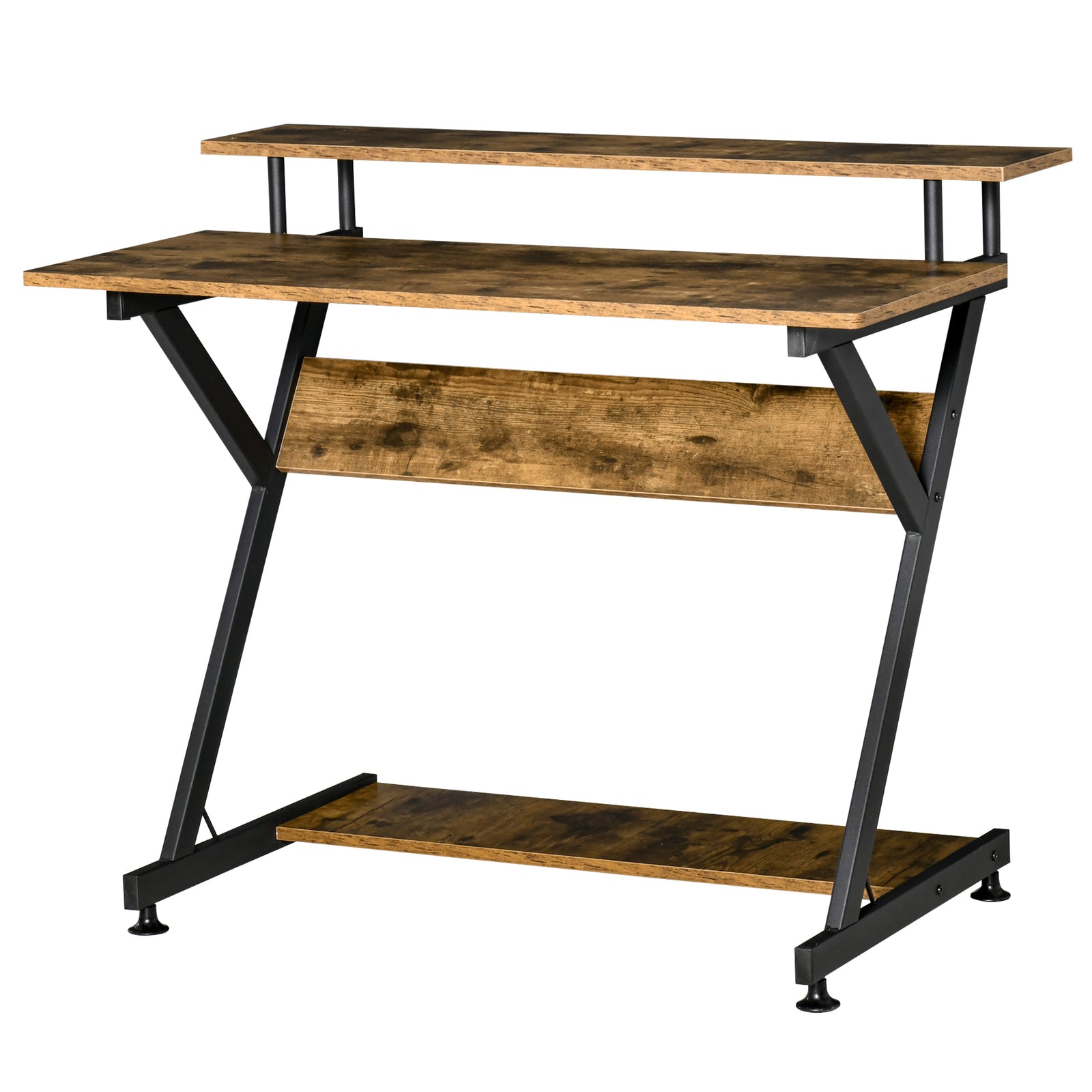 Home Office Desk With Storage, Gaming Table, Brown | Medium | Brown