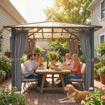 3 X 3 M Hardtop Gazebo With Pc Roof, Aluminium Garden Gazebo | Tan