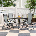5 Pcs Garden Dining Set, Folding Chairs And Metal Top Table | Gray