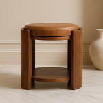 Solid Wood Savoy Leather Stool
