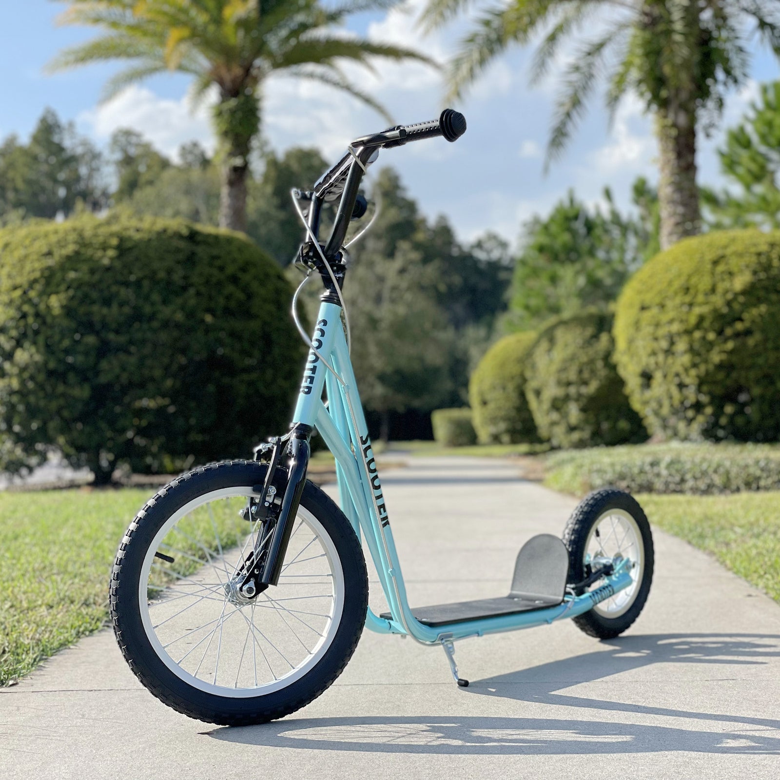 HOMCOM Kids Stunt Scooter With 16" Rubber Wheels, Adjustable Handlebar Blue