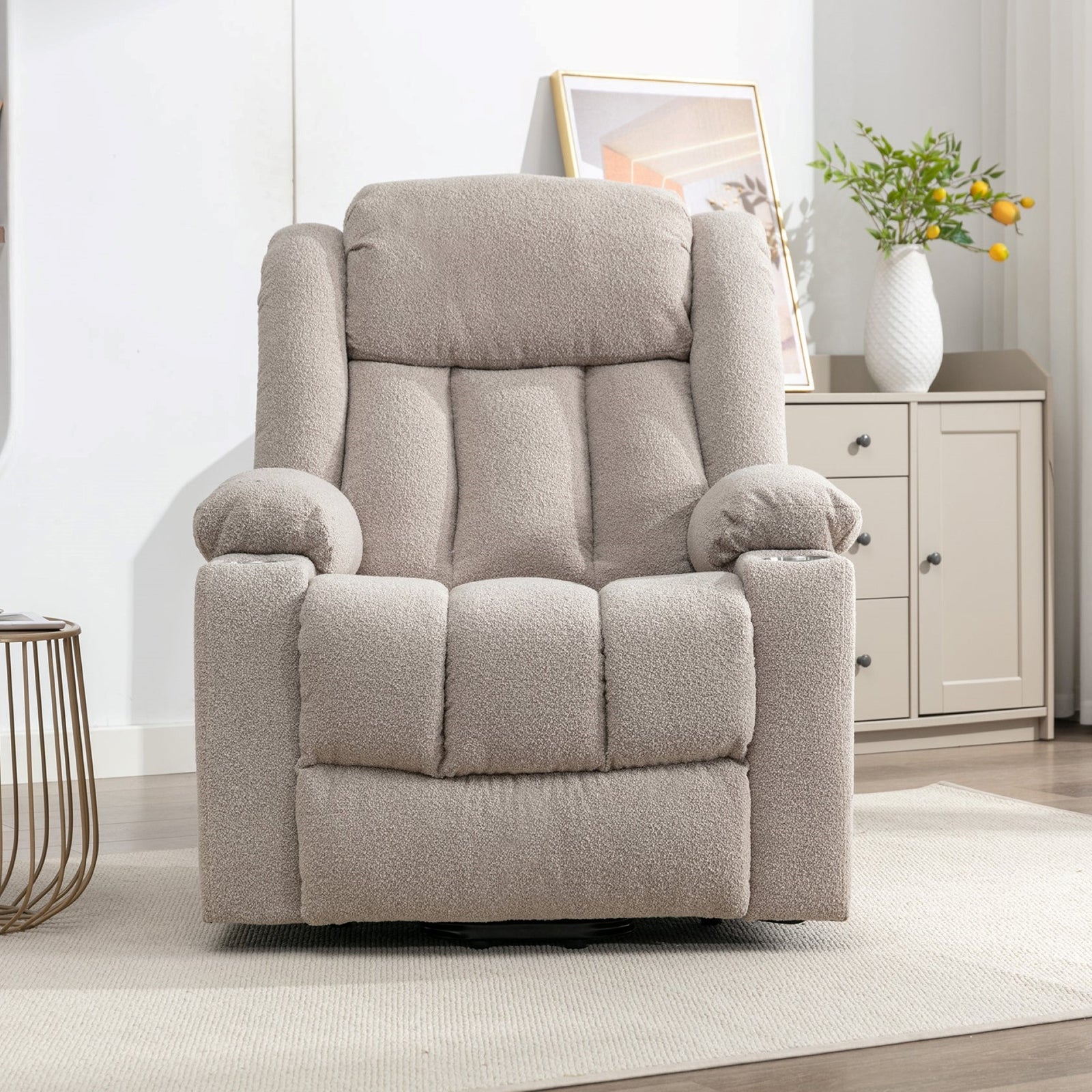 Lovell Electric Lift Assist Riser Recliner With Massage And Heat | Brown