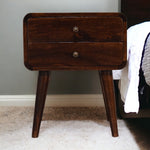Solid Wood Curved Dark Walnut Bedside