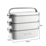 Stackable Bento Lunch Box With Handle 3 Layer | White