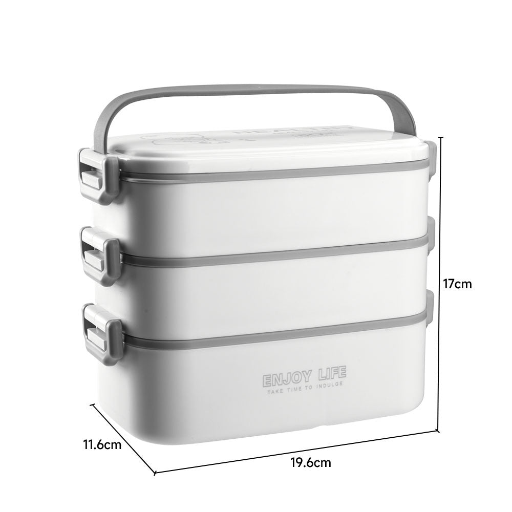 Stackable Bento Lunch Box With Handle 3 Layer | White