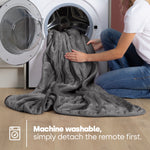 Electric Heated Blanket Grey Micro Fleece With Timer And Safety